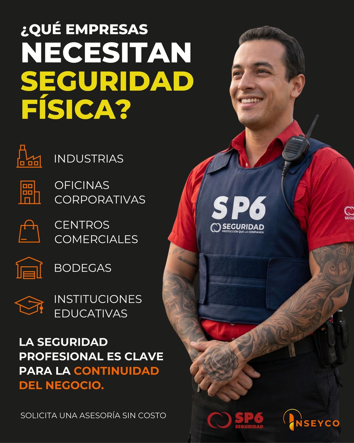 Guardia SP6 Seguridad con chaleco táctico